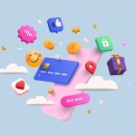 3d Advertising of online shopping, social media, and other marketing ideas